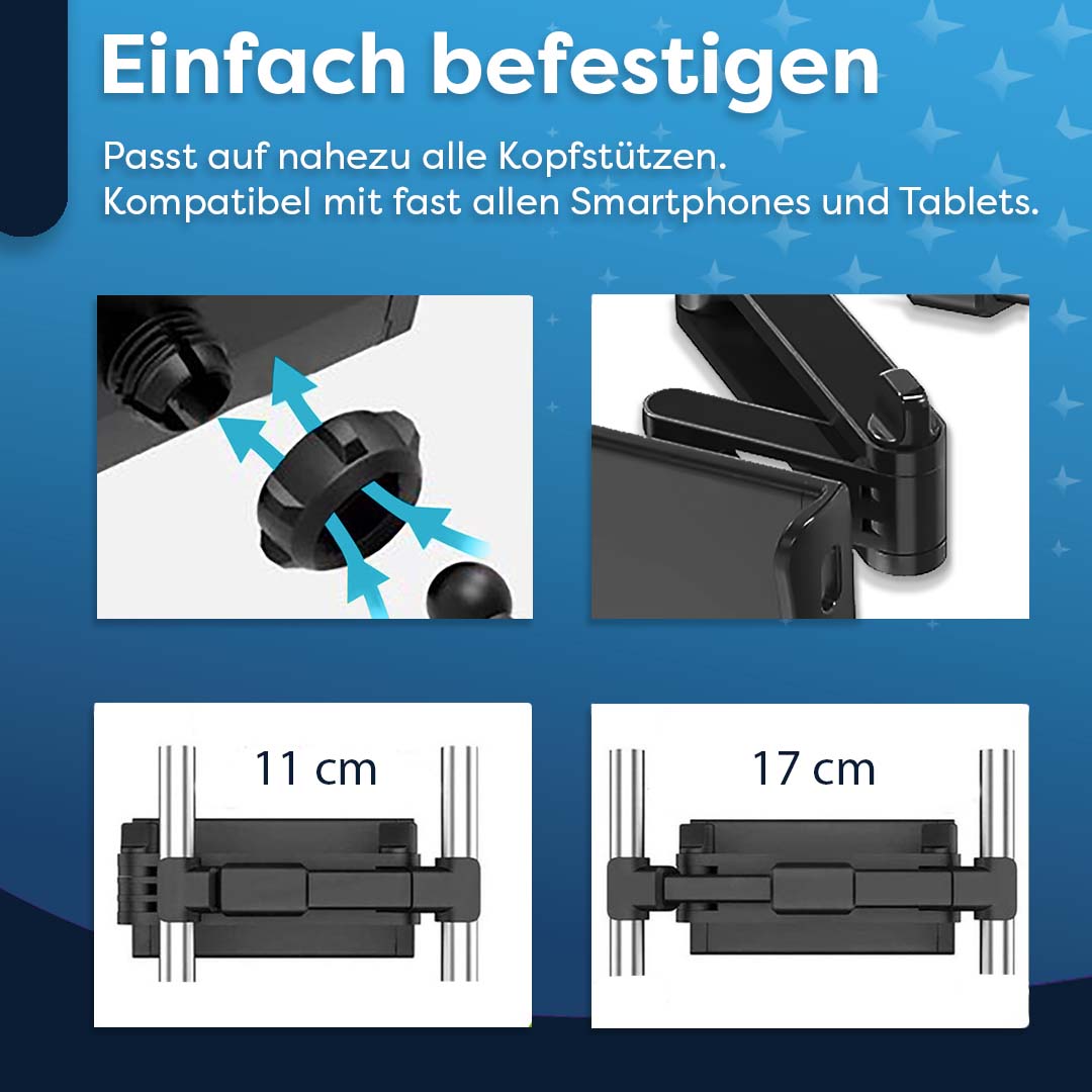 AngelTech Unterwegs-Paket XL PRO II – Kindertablet + Tablethalterung fürs Auto