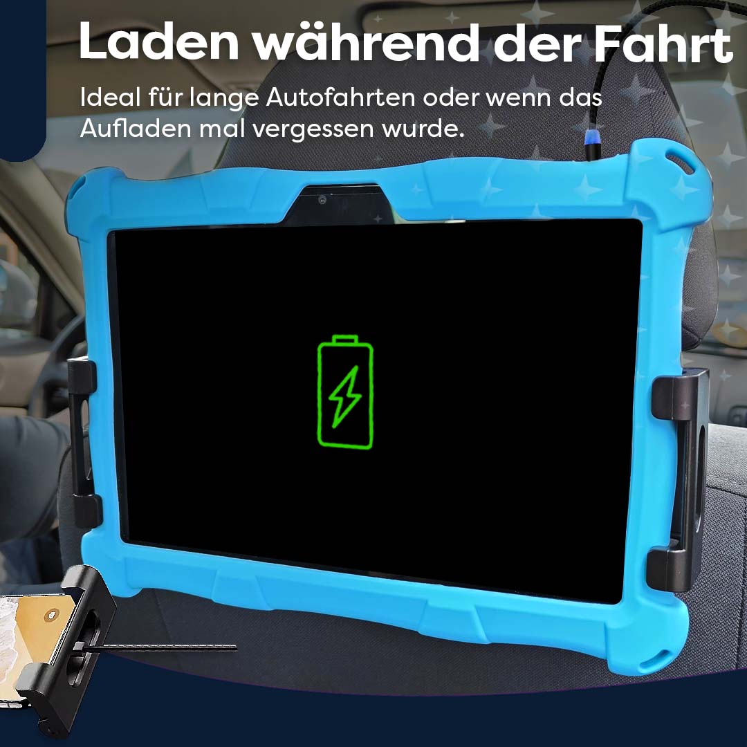 AngelTech Unterwegs-Paket XL PRO II – Kindertablet + Tablethalterung fürs Auto