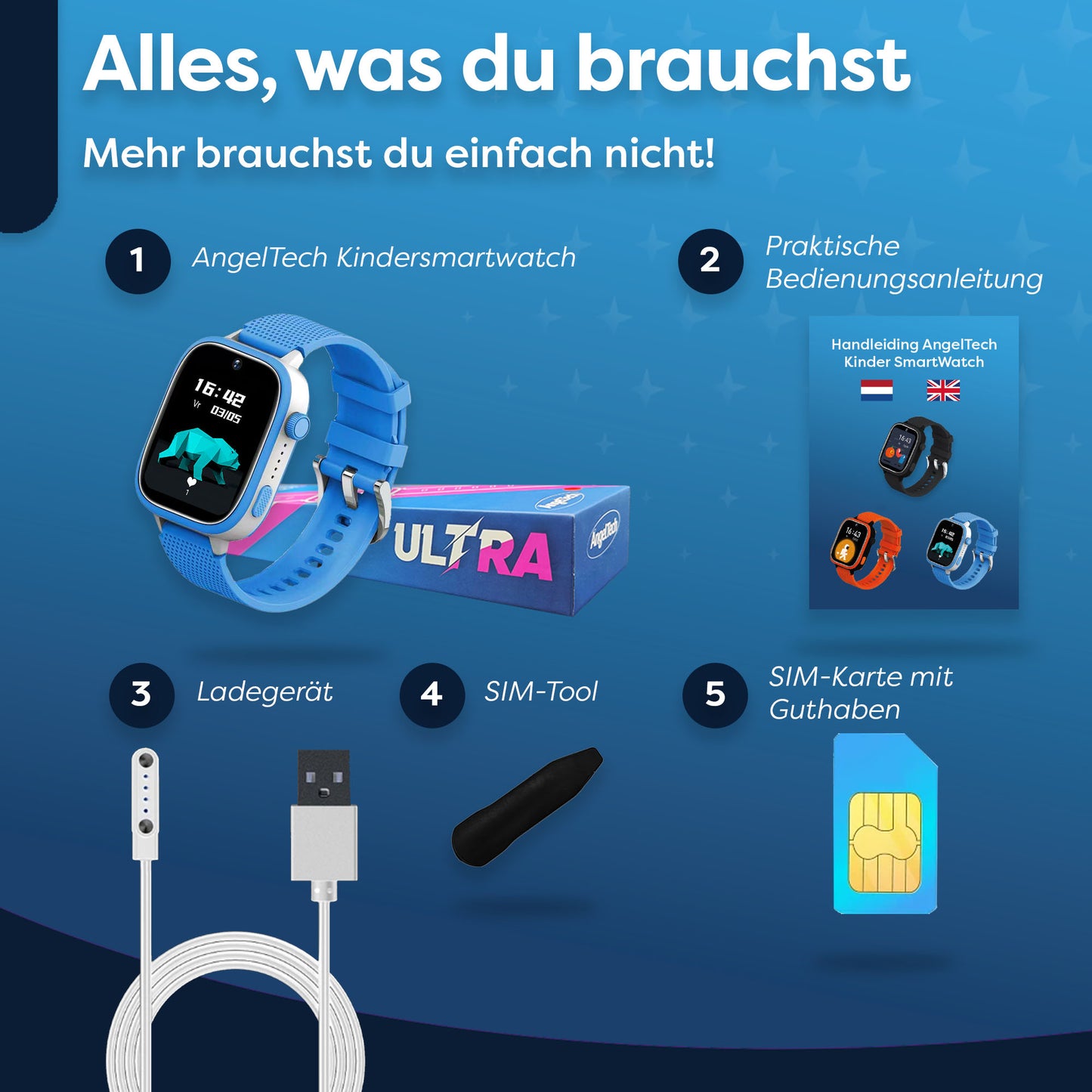 AngelTech Kinder-Smartwatch Ultra – Blau