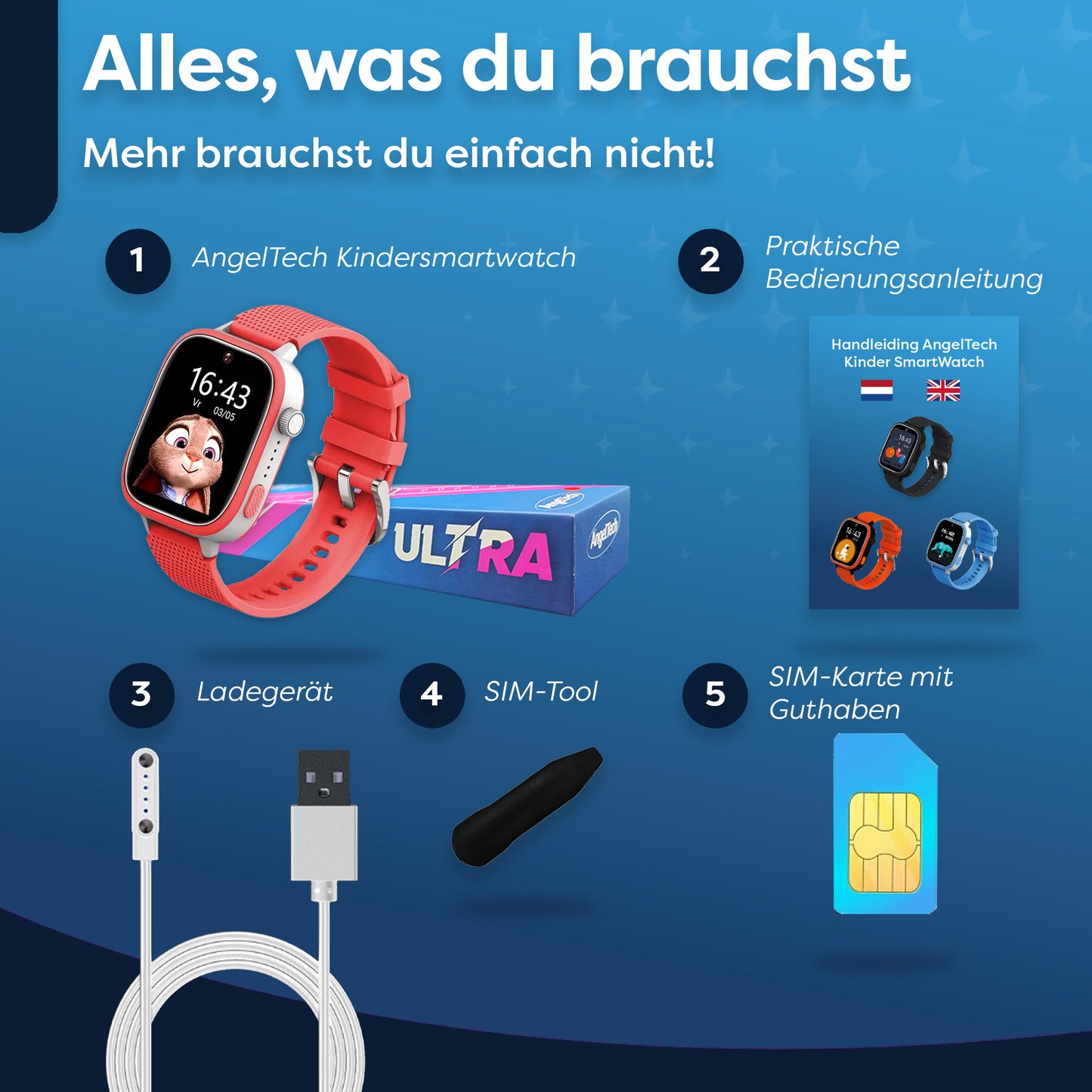 AngelTech Kinder-Smartwatch Ultra – Rosa