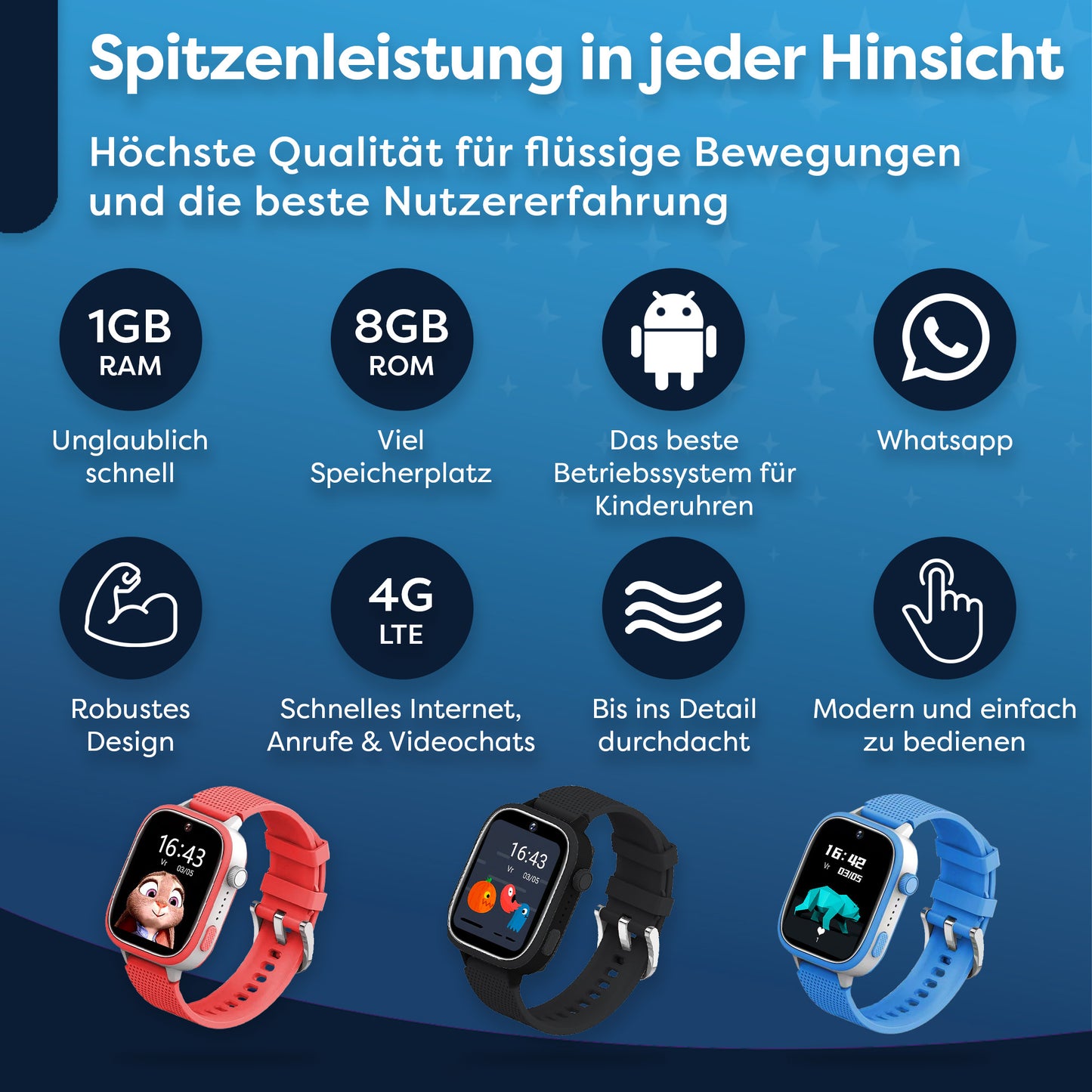 AngelTech Kinder-Smartwatch Ultra – Schwarz
