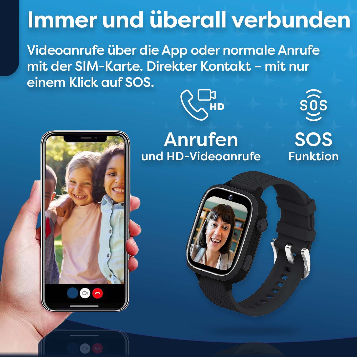AngelTech Kinder-Smartwatch Ultra – Schwarz