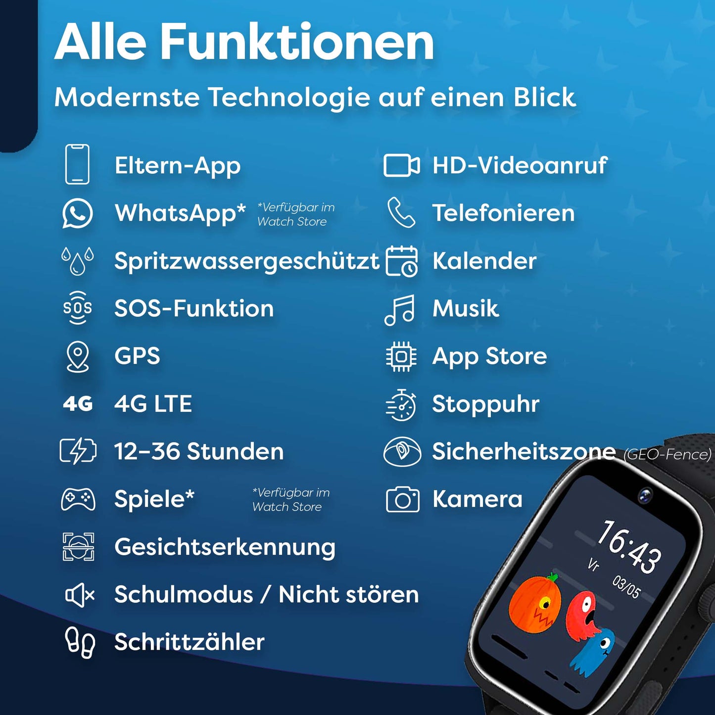 AngelTech Kinder-Smartwatch Ultra – Schwarz
