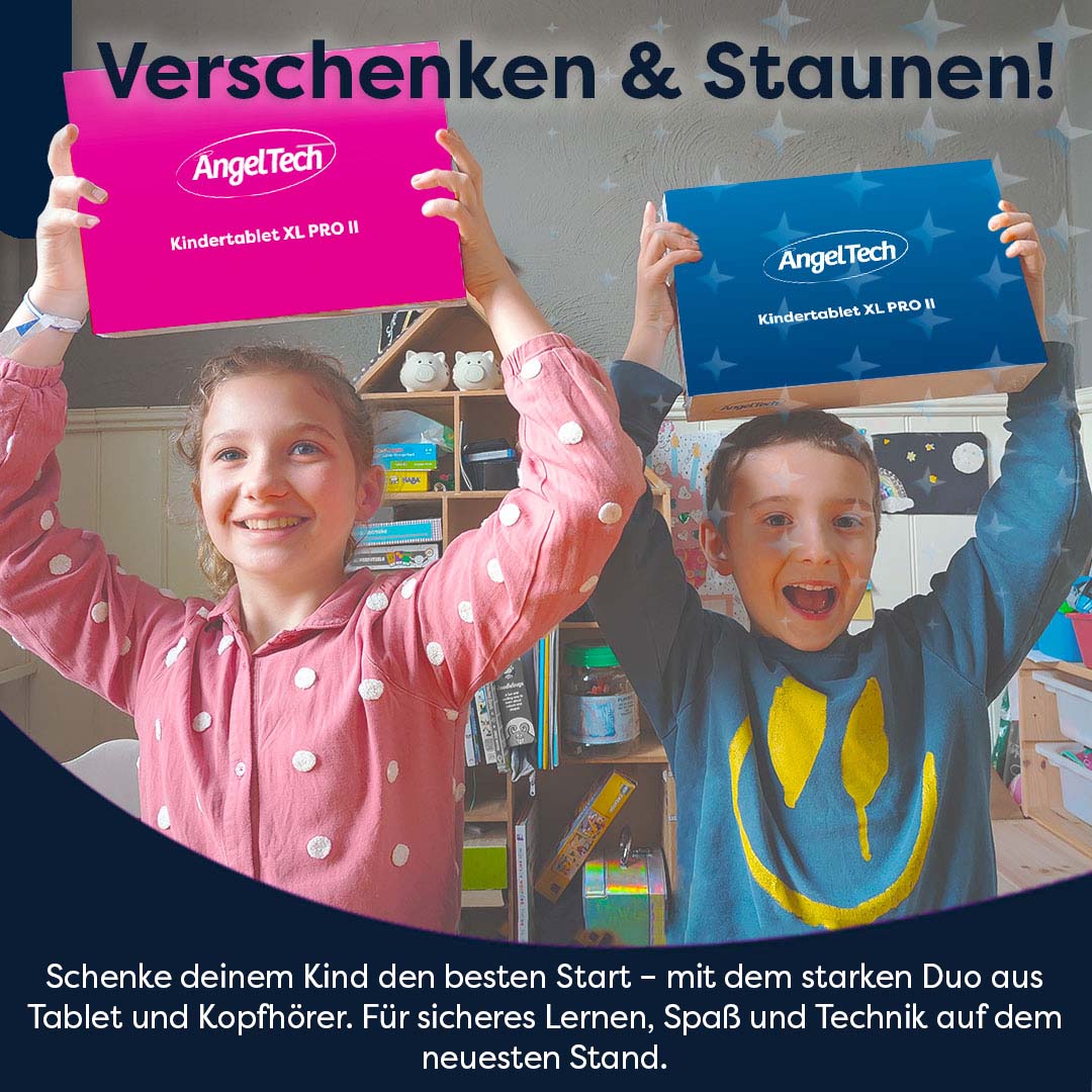 AngelTech Kinderpaket PRO II – Kindertablet + Kinderkopfhörer