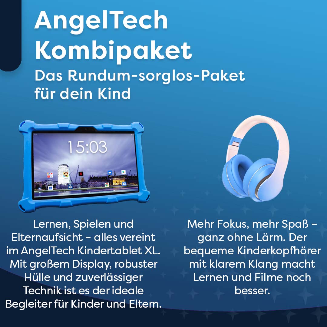 AngelTech Kinderpaket XL – Kindertablet + Kinderkopfhörer