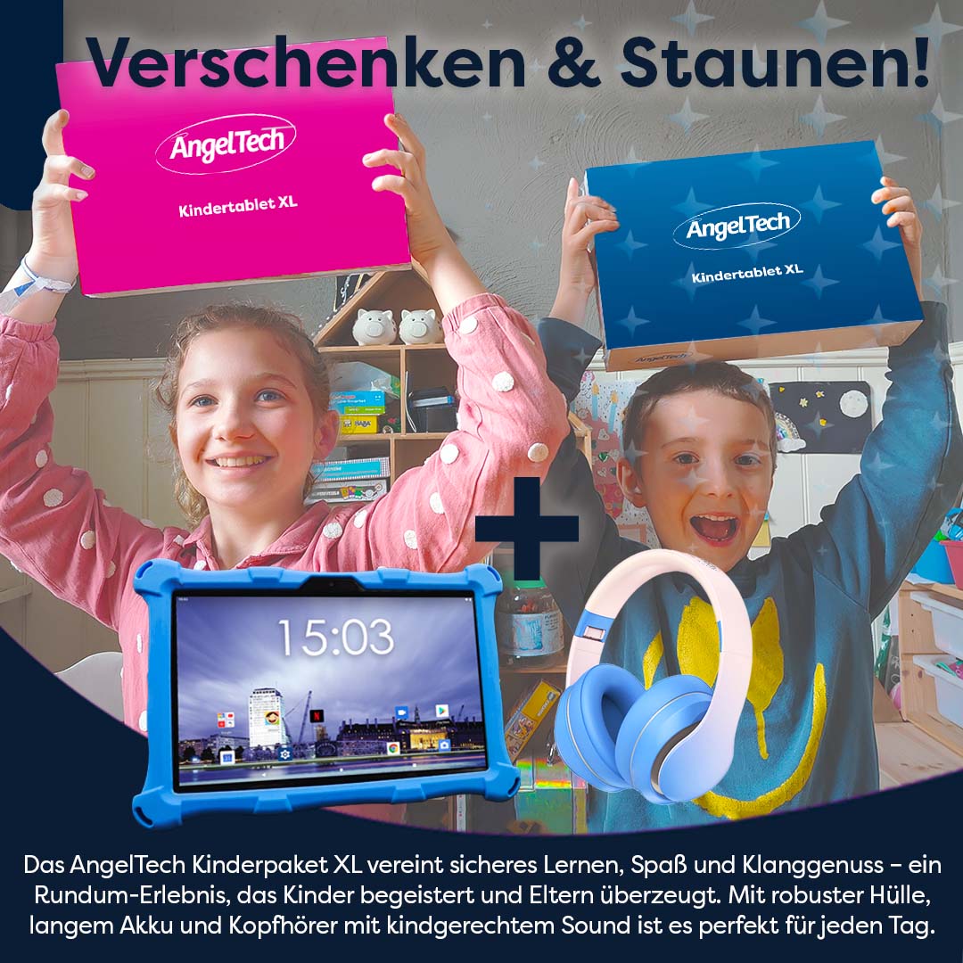 AngelTech Kinderpaket XL – Kindertablet + Kinderkopfhörer