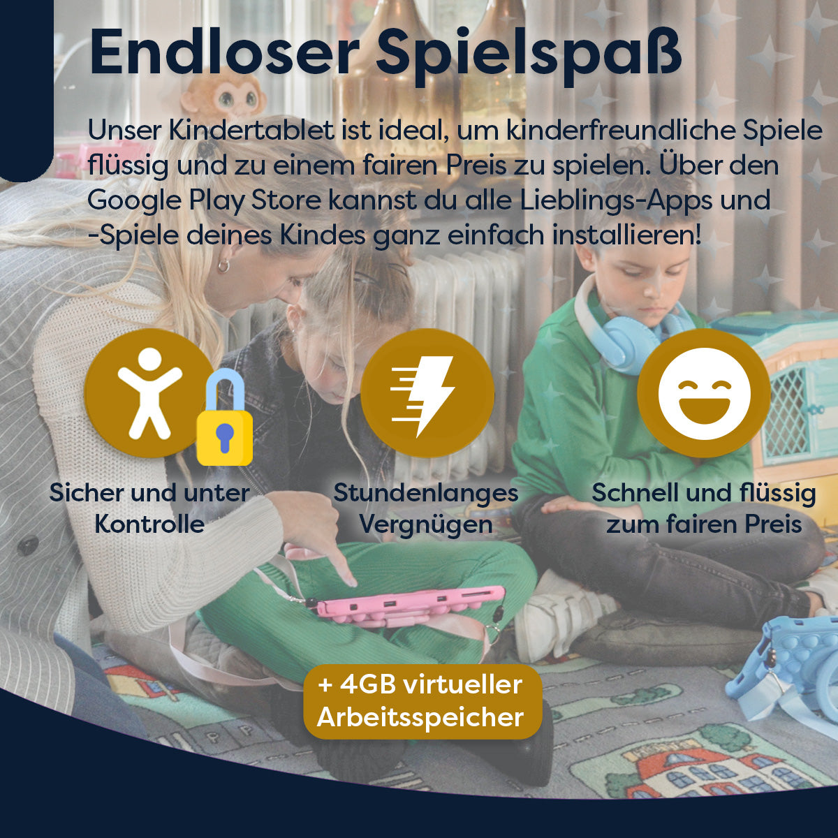 AngelTech Unterwegs-Paket SLIM – Kindertablet + Tablethalterung fürs Auto