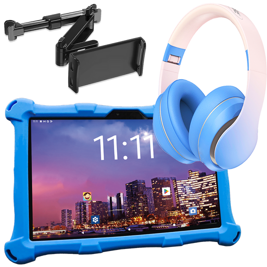 AngelTech Unterwegs-Paket XL PRO II – Kindertablet + Tablethalterung fürs Auto