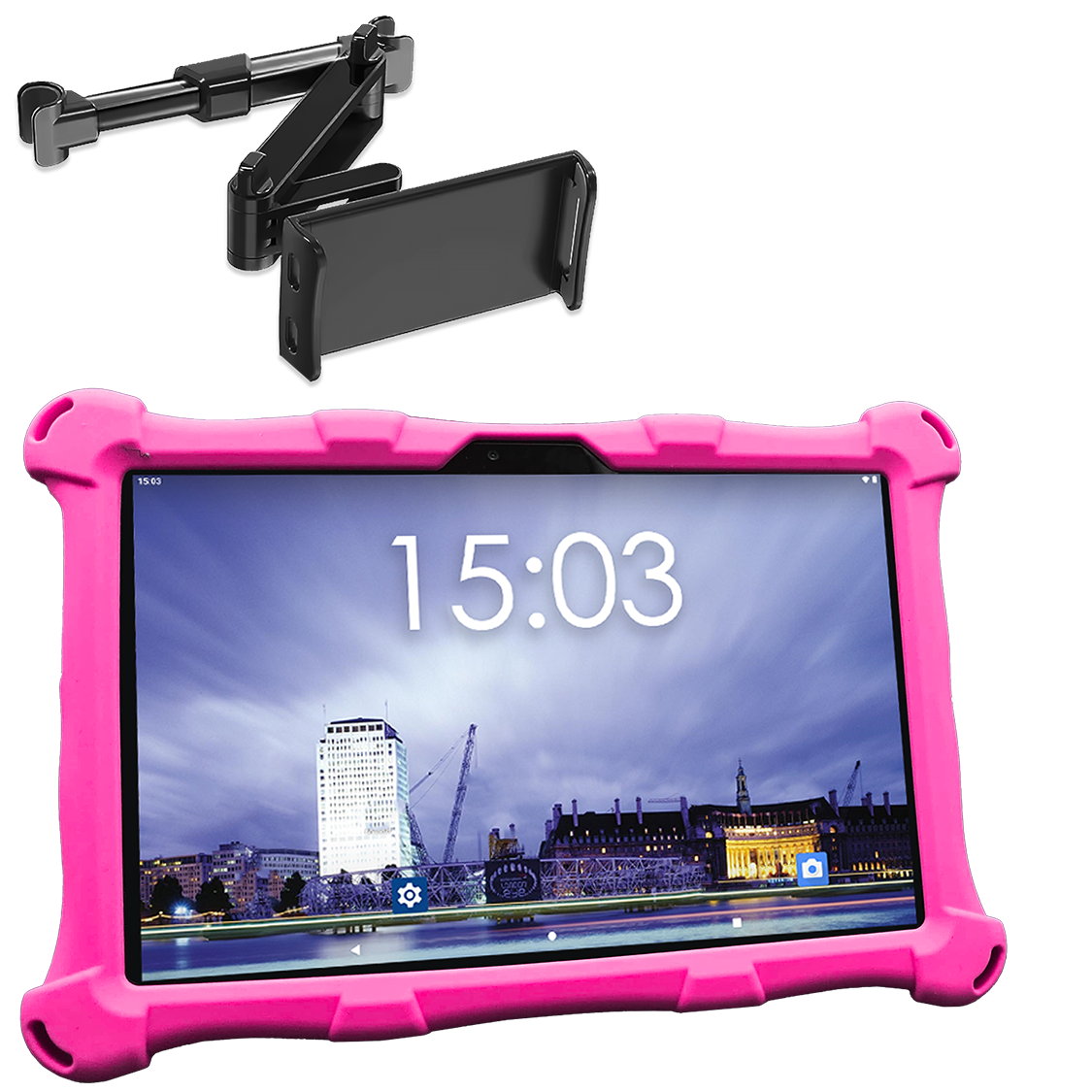 AngelTech Unterwegs-Paket XL – Kindertablet + Tablethalterung fürs Auto