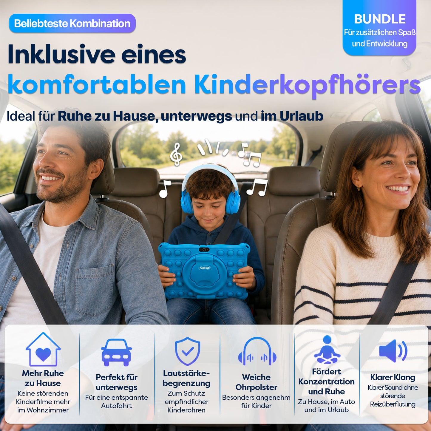 AngelTech Kinderpaket XL – Kindertablet + Kinderkopfhörer