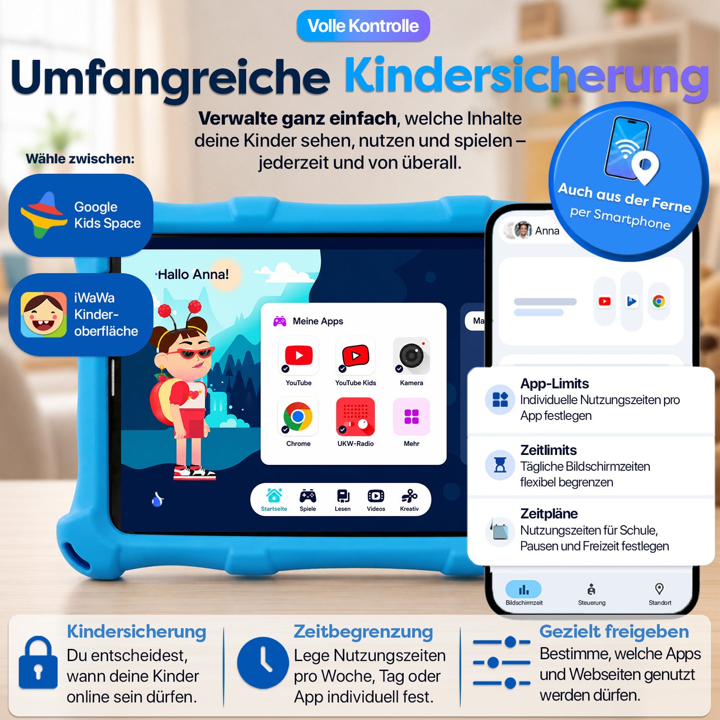 AngelTech Kinderpaket PRO MAX – Kindertablet + Kinderkopfhörer