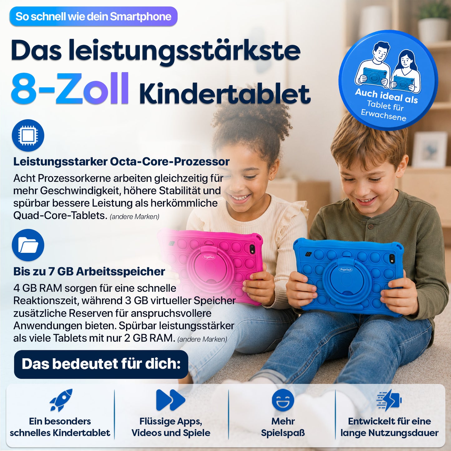 AngelTech Kinderpaket PRO MAX – Kindertablet + Kinderkopfhörer