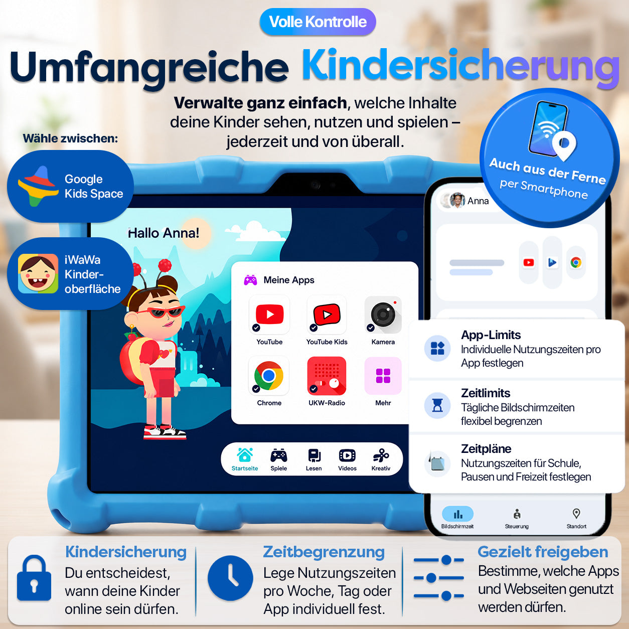 AngelTech Kinderpaket PRO II – Kindertablet + Kinderkopfhörer