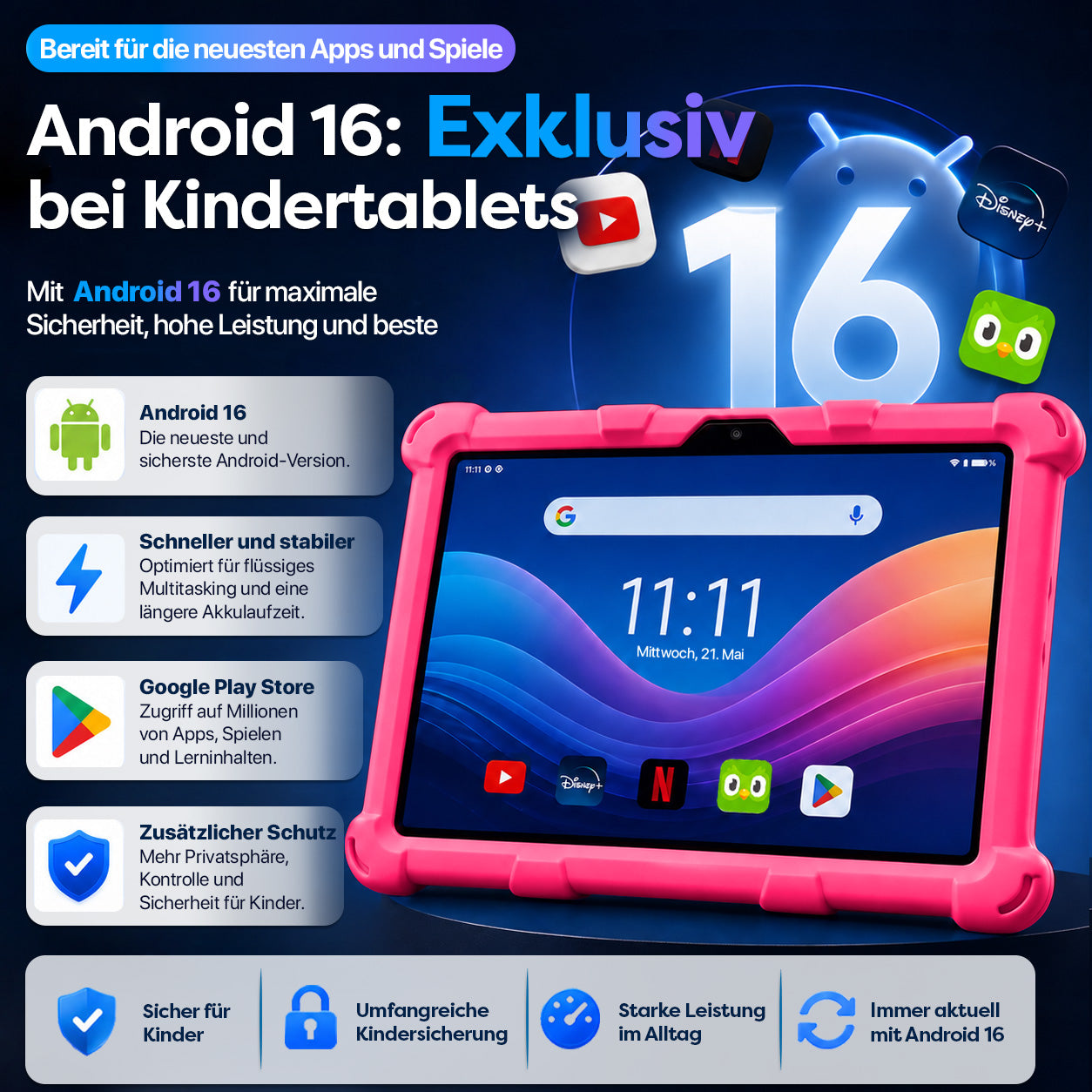 AngelTech Kinderpaket PRO II – Kindertablet + Kinderkopfhörer