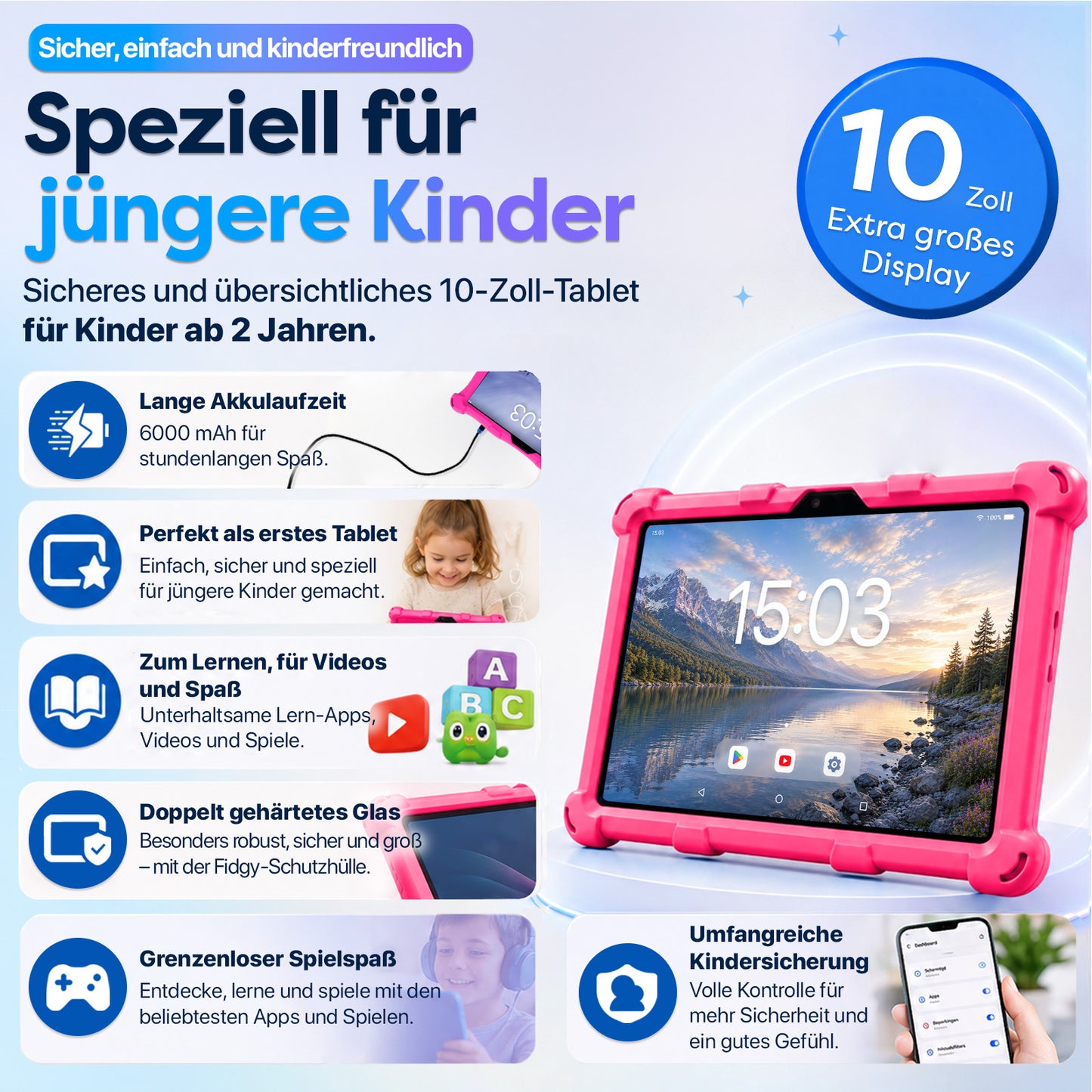 AngelTech Kinderpaket XL – Kindertablet + Kinderkopfhörer