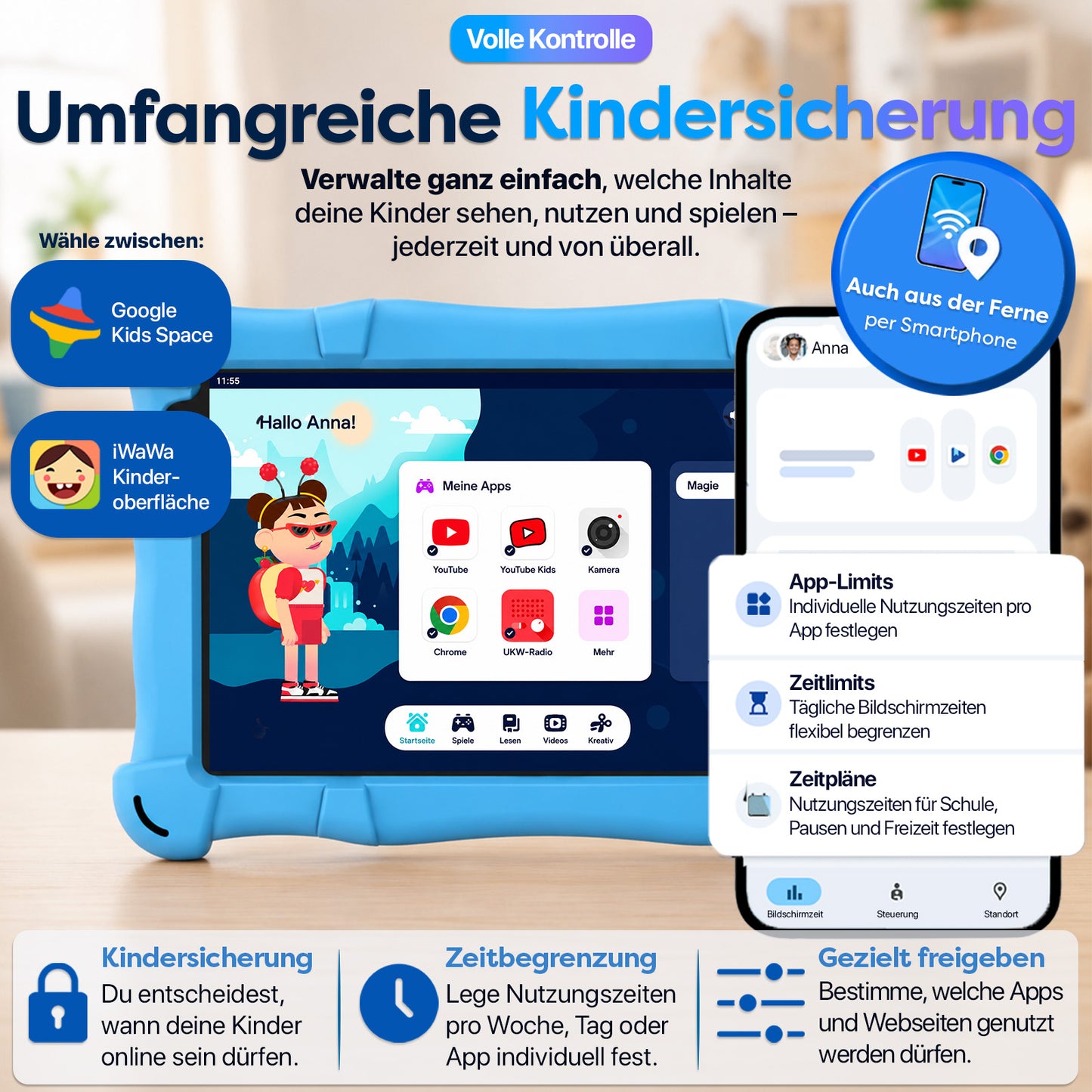 AngelTech Kinderpaket SLIM – Kindertablet + Kinderkopfhörer