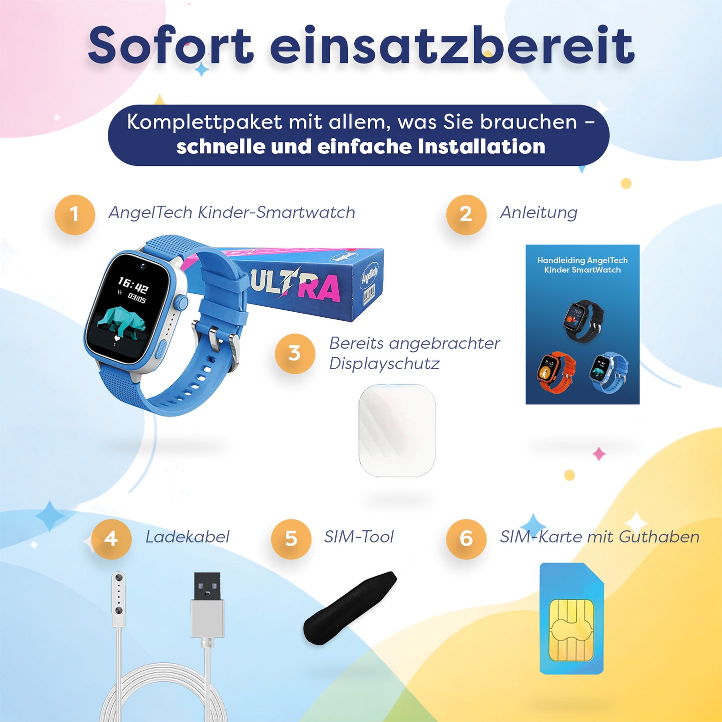 AngelTech Kinder-Smartwatch Ultra – Blau