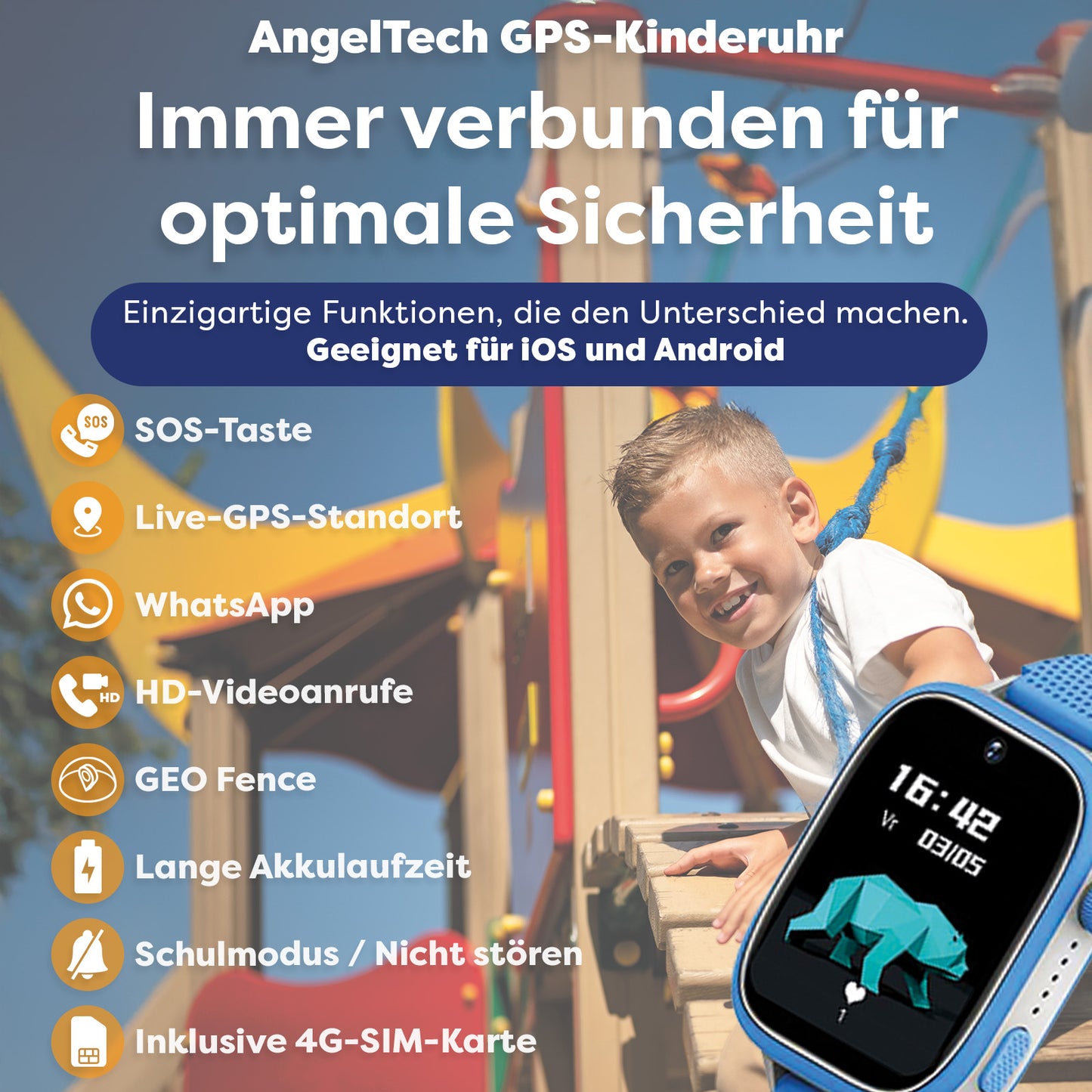 AngelTech Kinder-Smartwatch Ultra – Blau