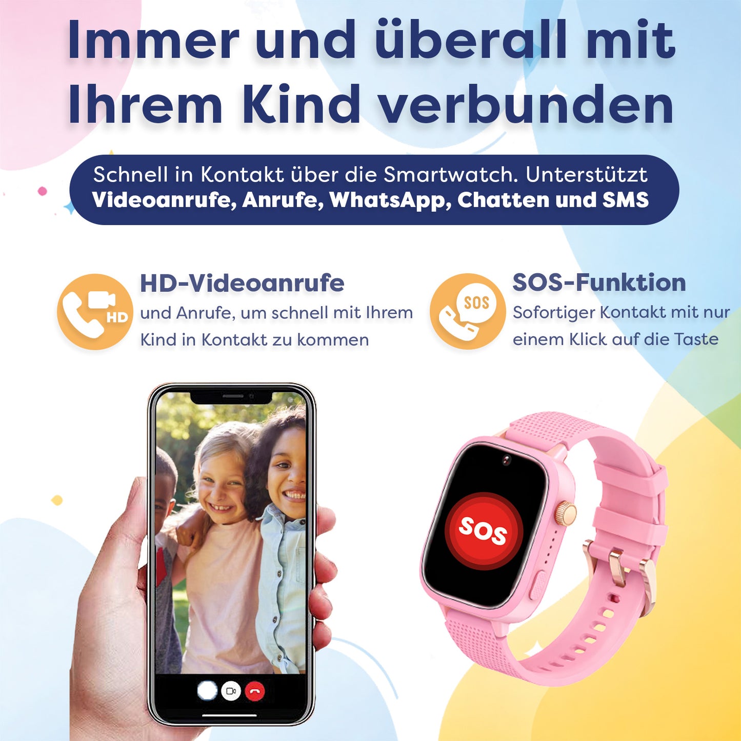 AngelTech Kinder-Smartwatch Ultra – Rosa