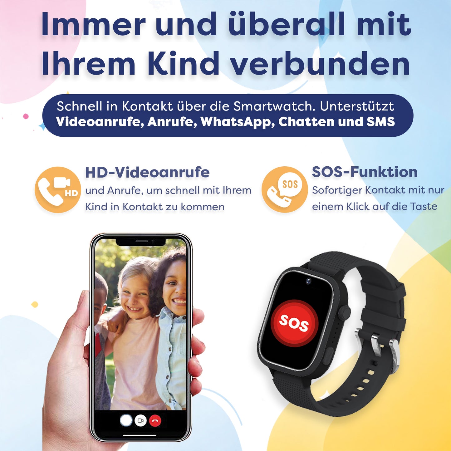 AngelTech Kinder-Smartwatch Ultra – Schwarz