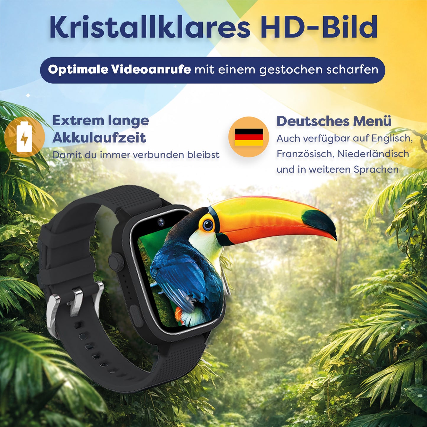 AngelTech Kinder-Smartwatch Ultra – Schwarz