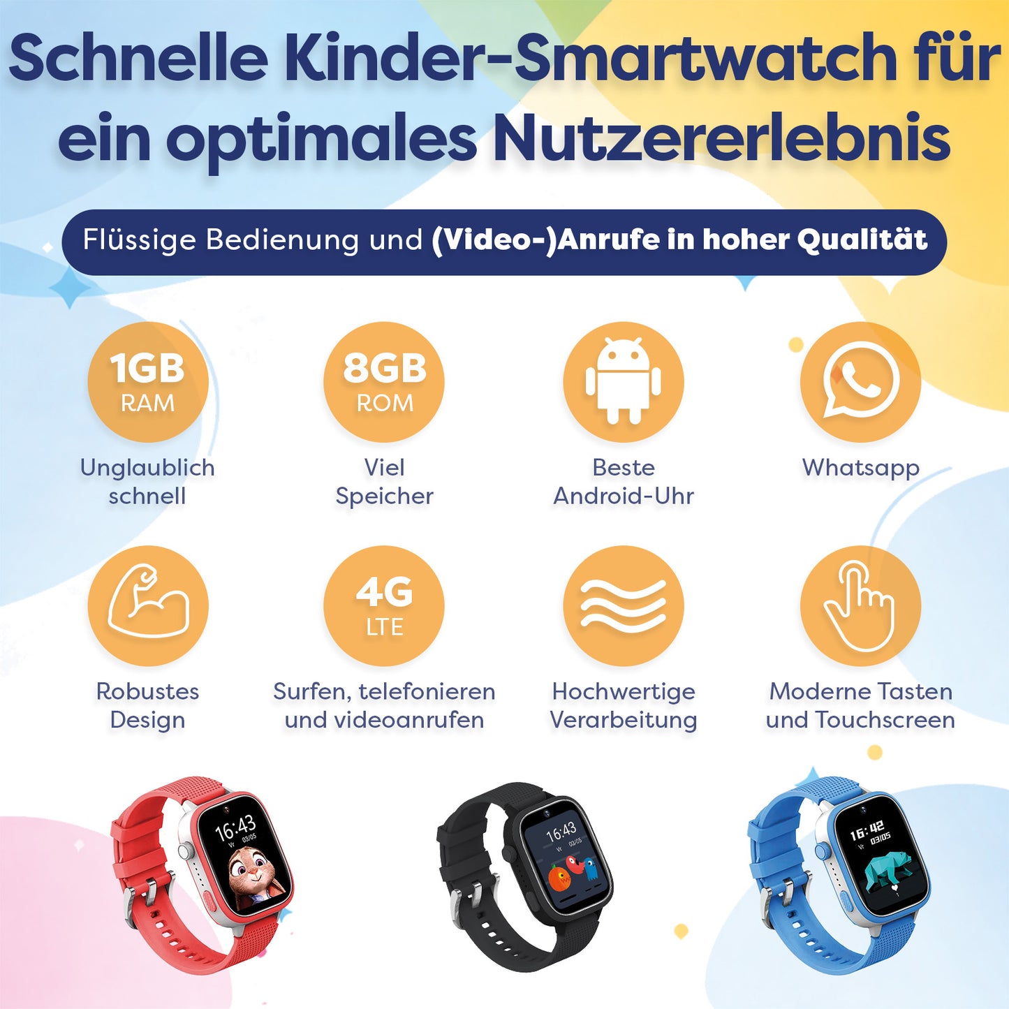 AngelTech Kinder-Smartwatch Ultra – Schwarz