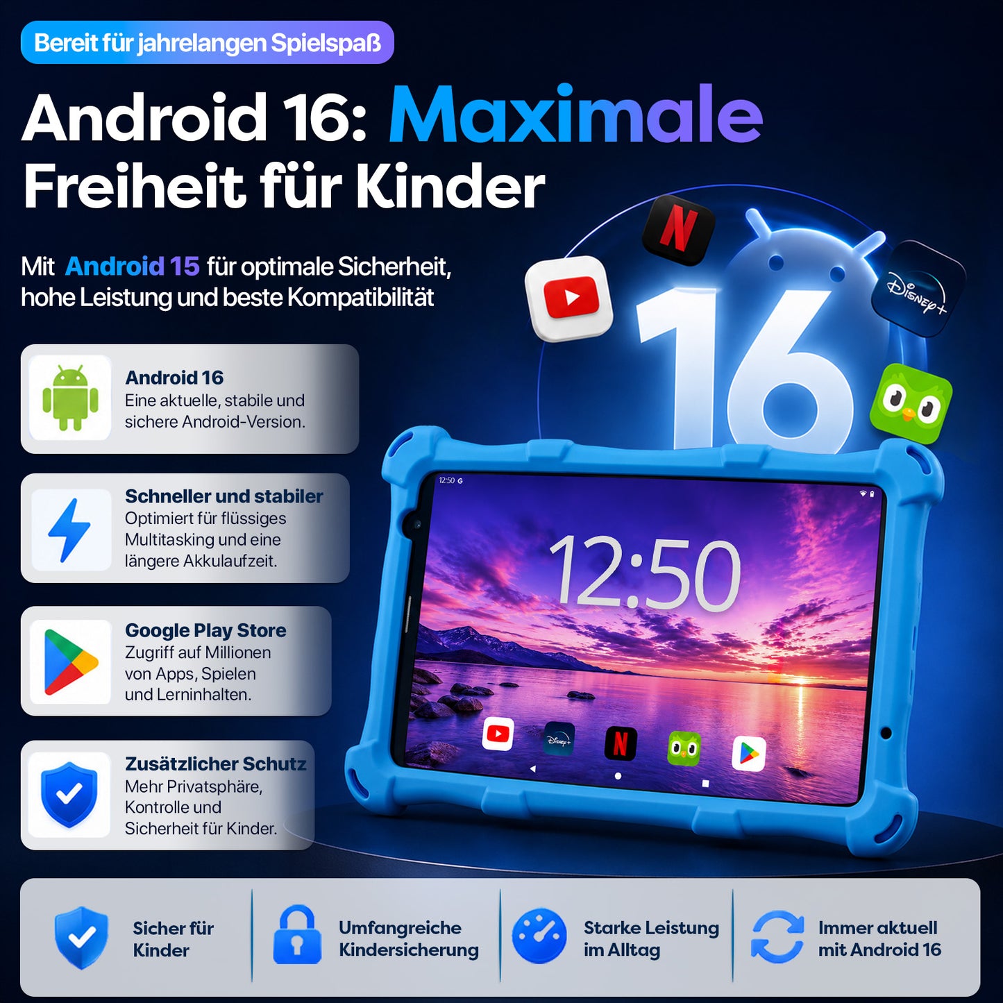 AngelTech Unterwegs-Paket PRO MAX – Kindertablet + Tablethalterung fürs Auto