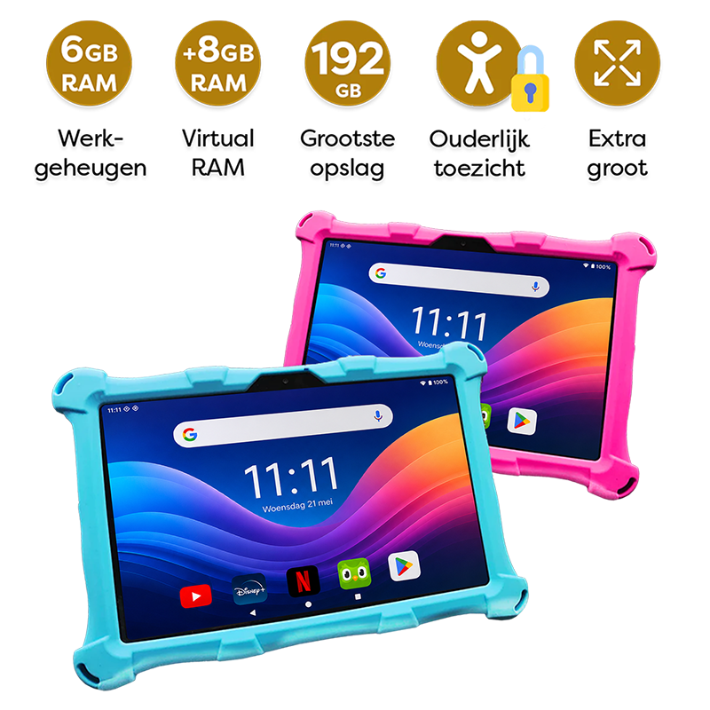 AngelTech Unterwegs-Paket XL PRO II – Kindertablet + Tablethalterung fürs Auto